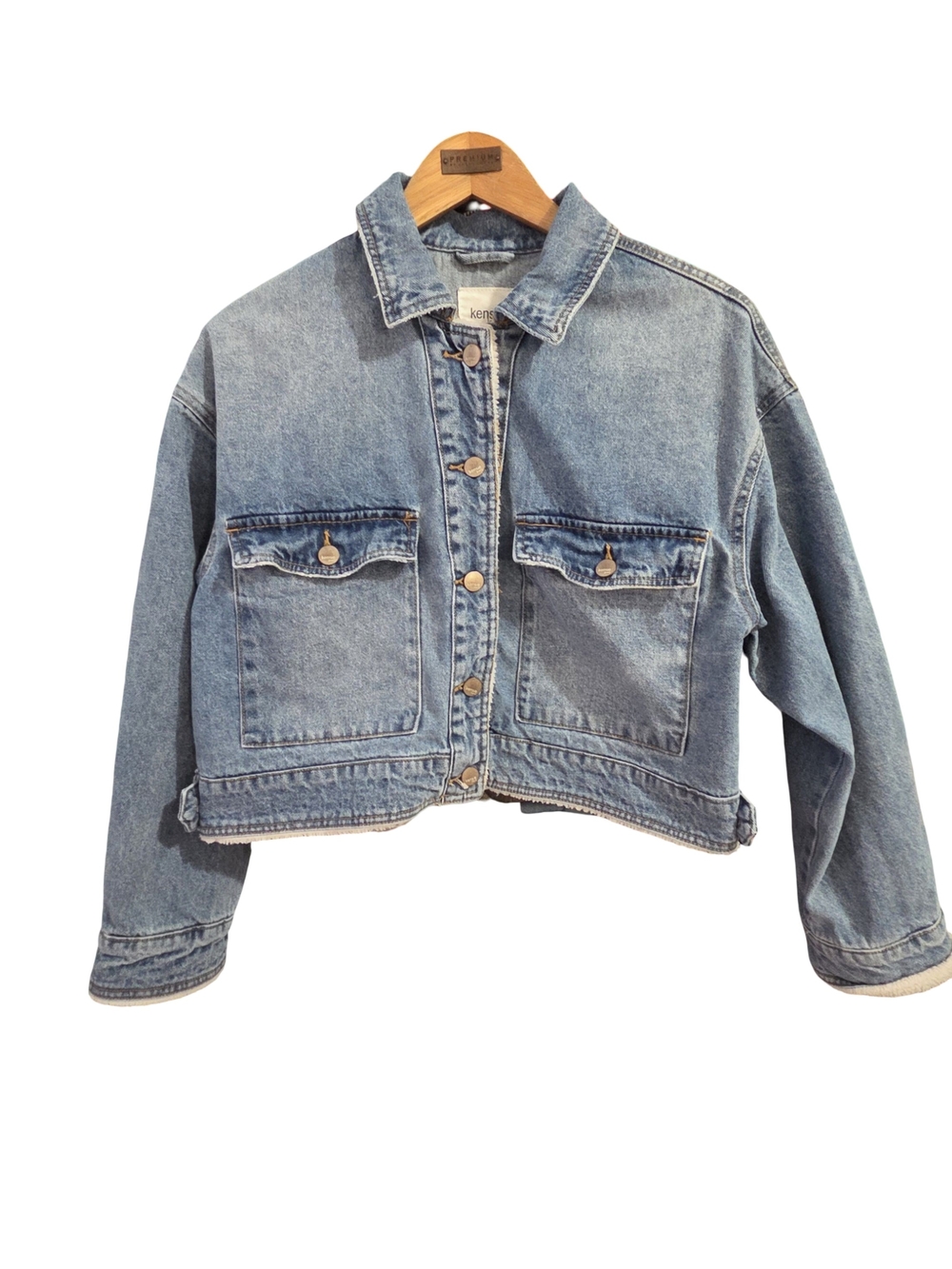 Kensie Light Blue Cropped Denim Jacket